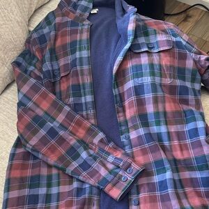 L.L. Bean Multicolor Plaid Shirt with Purple Lining